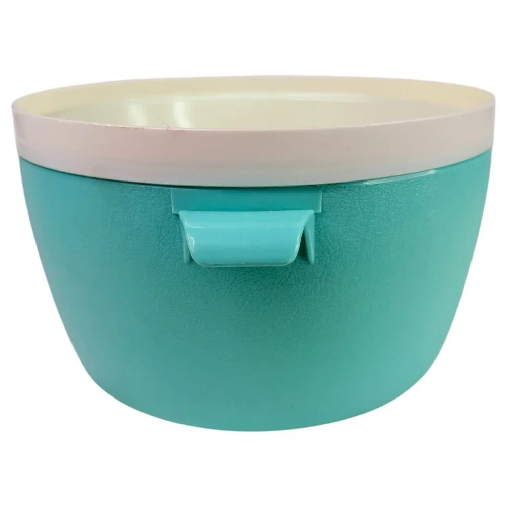 Vintage Bolero Therm-O-Ware Turquoise White Ice Bucket Insulated‎ Bowl With Lid